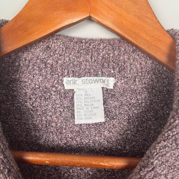 Erik Stewart Multicolor Silk Rabbit Goat Angora Button Up Cardigan Women's Sz. S - Picture 4 of 6